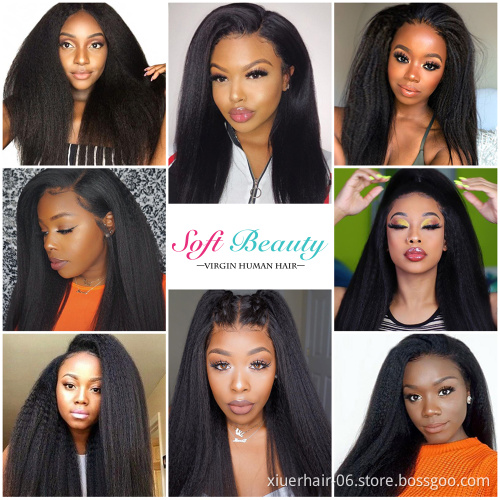 100% Human Hair Brazilian HD Bang Wholesale 100% Vendors Glueless Virgin Front Lace Curly Wet and Wavy Human Hair Wig